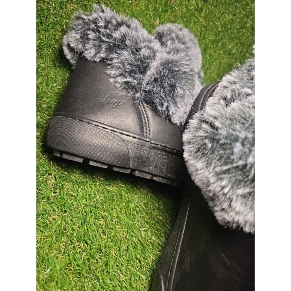 LUGZ 8 Winter Waterproof Faux Chinchilla Fur Lined Slip On Traction Ankle Boots